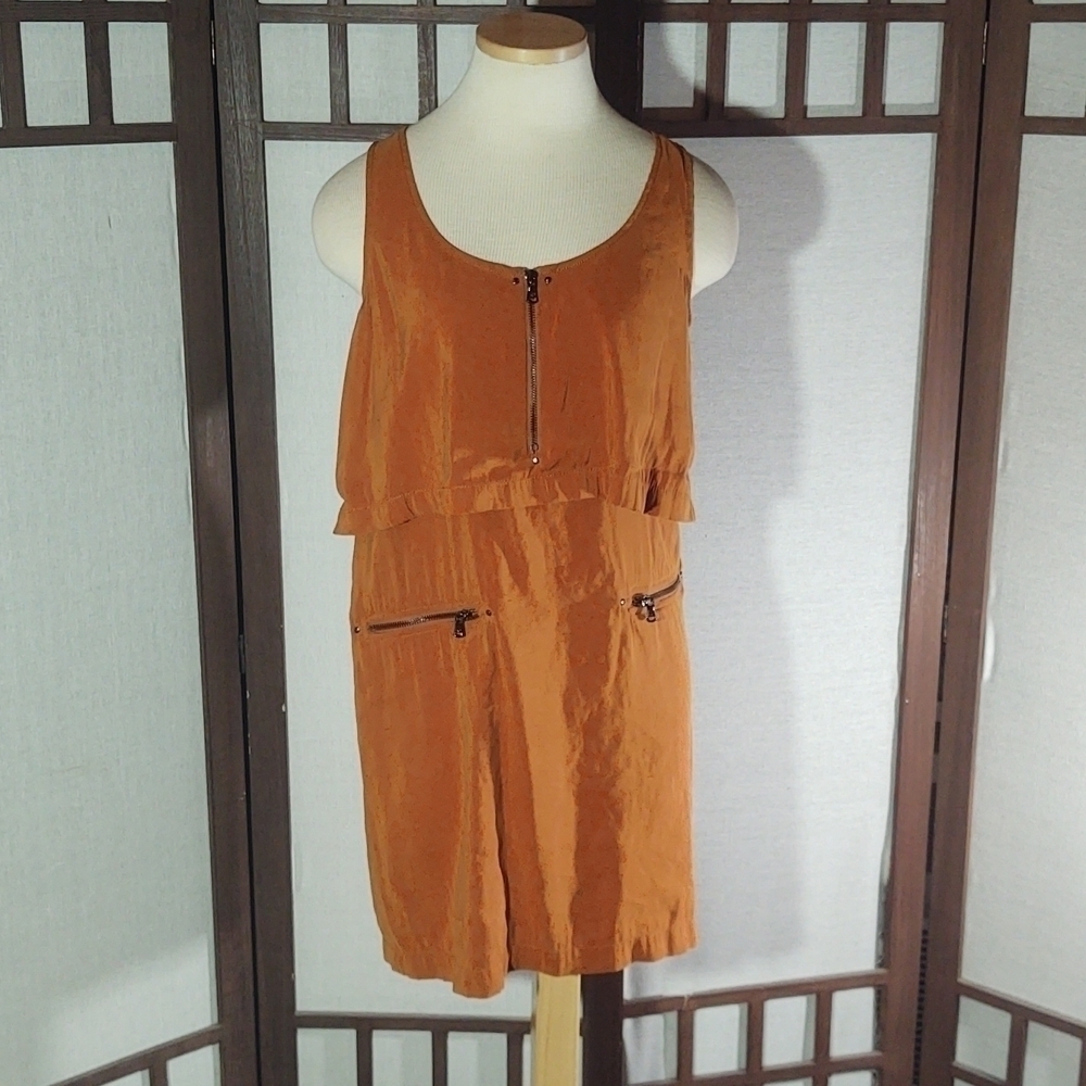 Kenneth Cole New York Mustard Brown Mini Dress Sz S
